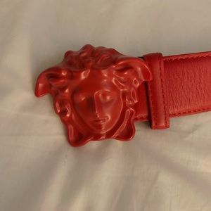 Red Versace (Authentic) leather Medusa Head Belt 41”